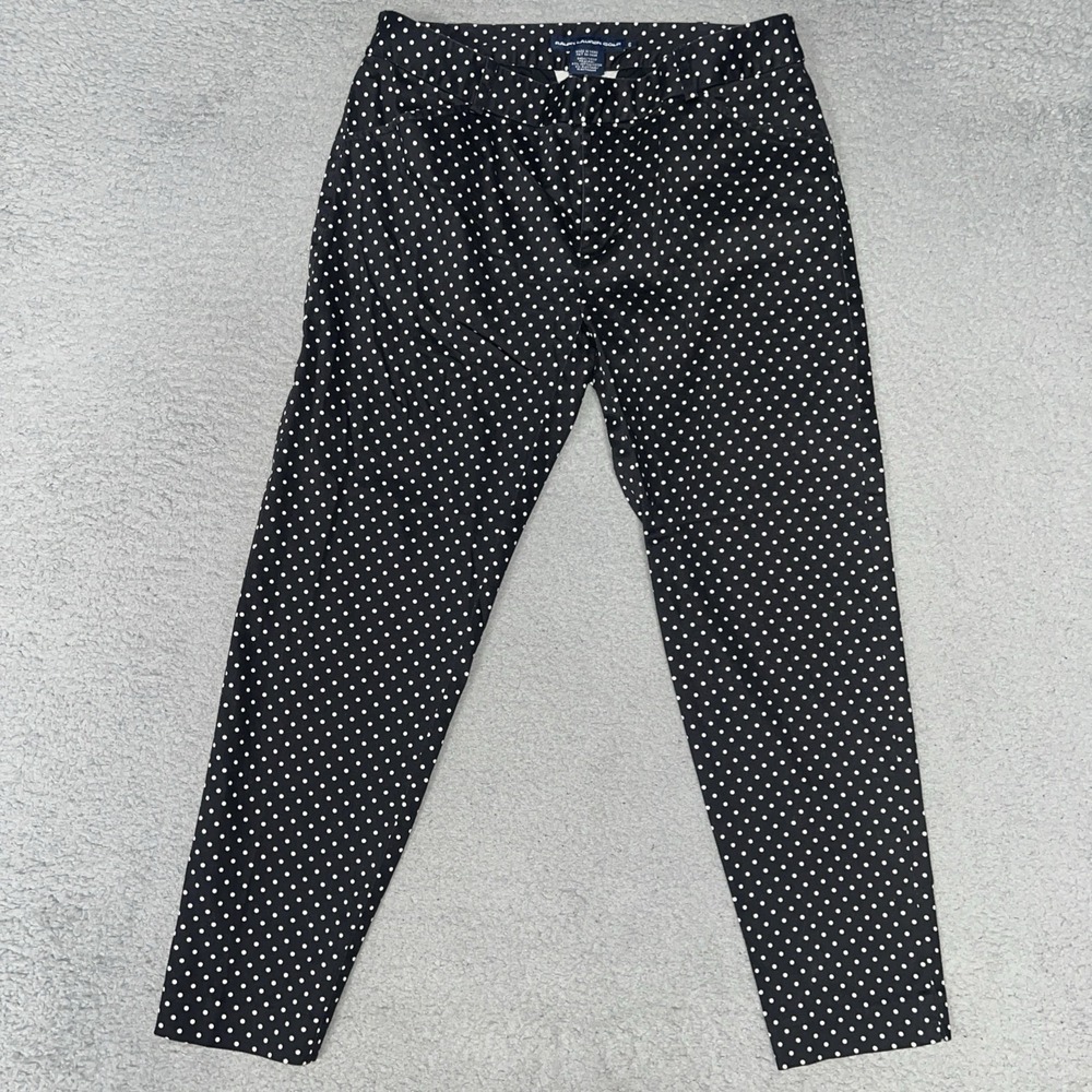 Ralph Lauren Golf Pants Women 6 (30x24.5) Black Polka Dot Stretch Chino Trousers